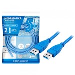 Ficha técnica e caractérísticas do produto Cabo USB 3.0 a Macho + USB 3.0 a Macho - 2m - Chip Sce
