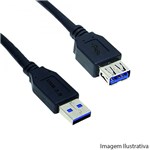 Ficha técnica e caractérísticas do produto Cabo USB a Macho X USB a Fêmea 3.0 1,8 Metro Preto - Genérico - Genérico