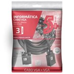 Ficha técnica e caractérísticas do produto Cabo VGA 3M VGA Macho + VGA Macho com Filtro Preto 5+ 018-9518