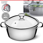 Ficha técnica e caractérísticas do produto Caçarola Inox Avulsa Fundo Triplo Vidro 24cm 4,2L Tramontina