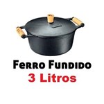Ficha técnica e caractérísticas do produto Caçarola / Panela de Ferro C/ Alça Madeira 3 Litros Fumil - Preta