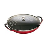 Ficha técnica e caractérísticas do produto Caçarola Wok, Ferro Fundido, Tampa de Vidro, Cereja, 37 Cm, STAUB