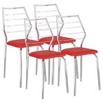 Ficha técnica e caractérísticas do produto Cadeira 1716 04 Unidades Carraro - Vermelha/Cromada