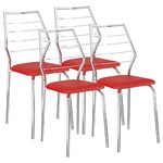 Ficha técnica e caractérísticas do produto Cadeira 1716 04 Unidades Vermelha/Cromada Carraro