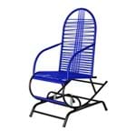 Ficha técnica e caractérísticas do produto Cadeira Balanço de Área Preto Craquelado com Fio Azul
