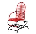 Ficha técnica e caractérísticas do produto Cadeira Balanço de Área Preto Craquelado com Fio Vermelho