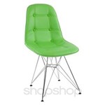 Ficha técnica e caractérísticas do produto Cadeira Charles Eames Eiffel com Base em Metal Cromado - Assento em BotonÃª Cor Verde