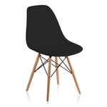 Ficha técnica e caractérísticas do produto Cadeira Charles Eames Eiffel Em Polipropileno Preta Sem Braços, Base Em Madeira