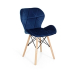 Ficha técnica e caractérísticas do produto Cadeira Charles Eames Eiffel Slim Veludo Estofada - Azul Marinho