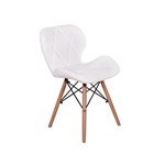 Cadeira Charles Eames Eiffel Slim Wood Estofada - Branca - Magazine Decor