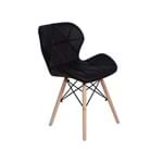 Ficha técnica e caractérísticas do produto Cadeira Charles Eames Eiffel Slim Wood Estofada - Preta
