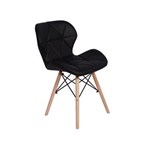 Ficha técnica e caractérísticas do produto Cadeira Charles Eames Eiffel Slim Wood Estofada - Preto
