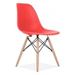 Cadeira Charles Eames Wood Base Madeira - Design - Pp-638 - Inovartte - Cor Vermelha