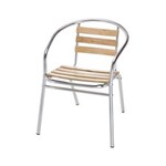 Ficha técnica e caractérísticas do produto Cadeira com Assento em Madeira e Base em Alumínio - 74x56 Cm - Bege