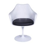 Cadeira com Braço e Almofada OR Design Branco/Preto
