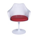 Ficha técnica e caractérísticas do produto Cadeira com Braço e Almofada OR Design Branco/Vermelho - Branco