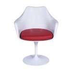Cadeira com Braço e Almofada OR Design Branco/Vermelho