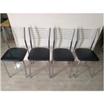 Ficha técnica e caractérísticas do produto Cadeira Cromada Kit com 4 Unidades - Preto