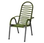 Ficha técnica e caractérísticas do produto Cadeira de Área Luxo Prata Craquelado com Fio Duplo - Preto / Verde