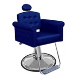 Ficha técnica e caractérísticas do produto Cadeira de Cabeleireiro Elegance Encosto Reclinável Pé Redondo - Azul