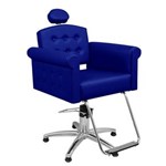 Ficha técnica e caractérísticas do produto Cadeira de Cabeleireiro Elegance Encosto Reclinável Pentapé - Azul