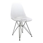 Ficha técnica e caractérísticas do produto Cadeira de Jantar Eames DKR Eiffel Policarbonato Transparente Base Metal - Incolor