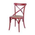 Cadeira de Madeira e Assento em Rattan 115 OR Design Vermelho