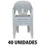 Ficha técnica e caractérísticas do produto Cadeira de Plastico Poltrona Branco Empilhável 40 Unidades