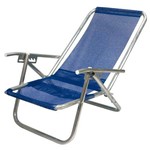 Ficha técnica e caractérísticas do produto Cadeira de Praia 5 Posições em Alumínio Extra Larga 130 Kg - Sannet - Azul Royal - Botafogo