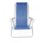 Ficha técnica e caractérísticas do produto Cadeira de Praia Aço Sannet Reclinável Azul 8 Posições Mor