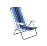 Ficha técnica e caractérísticas do produto Cadeira de Praia Alumínio 4 Posições Azul e Branco 84x54cm