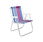 Ficha técnica e caractérísticas do produto Cadeira de Praia Alumínio Alta Azul e Vermelho 54x70cm