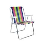 Ficha técnica e caractérísticas do produto Cadeira de Praia Alumínio Listrada Multicolorida 72,5x54,5cm