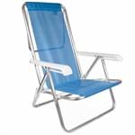 Ficha técnica e caractérísticas do produto Cadeira de Praia Alumínio Reclinável Mor Azul 1026091