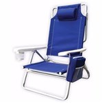 Ficha técnica e caractérísticas do produto Cadeira de Praia e Camping Dobrável 5 Posição com Bolsa Térmica Azul - Kala