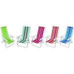 Ficha técnica e caractérísticas do produto Cadeira de Praia em Alumínio Reclinável 4 Posições Estampada em Listras Coloridas