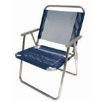 Ficha técnica e caractérísticas do produto Cadeira de Praia Extra Larga Azul Reforçada 130kg Alumínio Botafogo