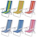 Ficha técnica e caractérísticas do produto Cadeira de Praia Reclinavel 4 Posicoes Aco 73 X 54 X 83 Cm Cores Sortidas Mor