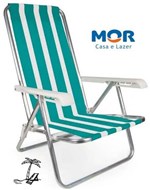 Ficha técnica e caractérísticas do produto Cadeira de Praia Reclinável 4 Posições Alumínio Suporta Até 100 Kg Mor