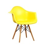 Ficha técnica e caractérísticas do produto Cadeira Design Charles Eames Wood Amarela TL CDD-05-4 Trevalla
