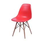 Ficha técnica e caractérísticas do produto Cadeira Charles Eames Wood Eiffel para Sala de Jantar ou Escritório - Vermelha - Decoradeira