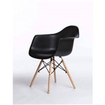 Cadeira DKR DAW Eames com Braços Eiffel Wood Base Madeira - Preta