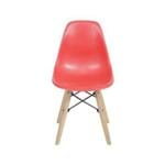Cadeira Dkr Wood de Polipropileno Infantil Base Eiffel Madeira Vermelha