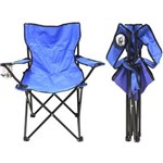 Ficha técnica e caractérísticas do produto Cadeira Dobrável Poliester Azul - Base em Metal - Porta Copo