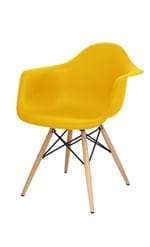 Ficha técnica e caractérísticas do produto Cadeira Eames com Braço - Amarela - Base em Madeira