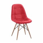 Ficha técnica e caractérísticas do produto Cadeira Eames Eiffel Botonê - Base de Madeira-Vermelha