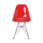 Ficha técnica e caractérísticas do produto Cadeira Eames Eiffel Rivatti Sem Braço Pc Base Cromada Vermelho Translúcido