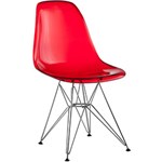 Ficha técnica e caractérísticas do produto Cadeira Eiffel Base Cromada e Assento em Policarbonato Vermelho - Rivatti