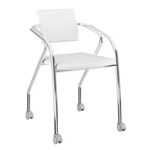 Ficha técnica e caractérísticas do produto Cadeira em Napa Branco com Estrutura Cromada
