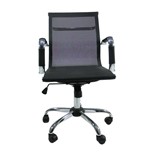Ficha técnica e caractérísticas do produto Cadeira Esteirinha Office Cromada Tela Preta - Byartdesign